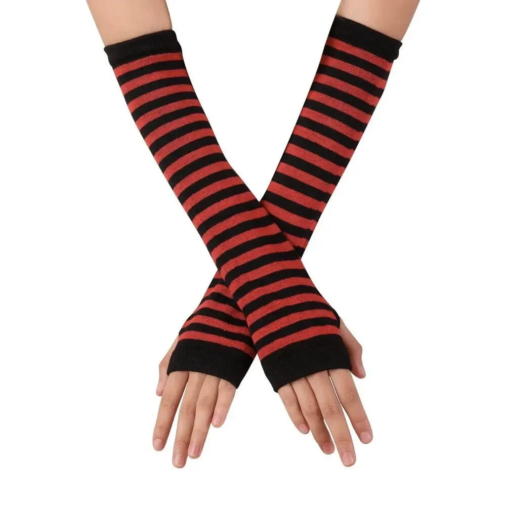 4 Pairs Striped Arm Warmers Thumb Hole Brand New Sealed Bag Fingerless Gloves